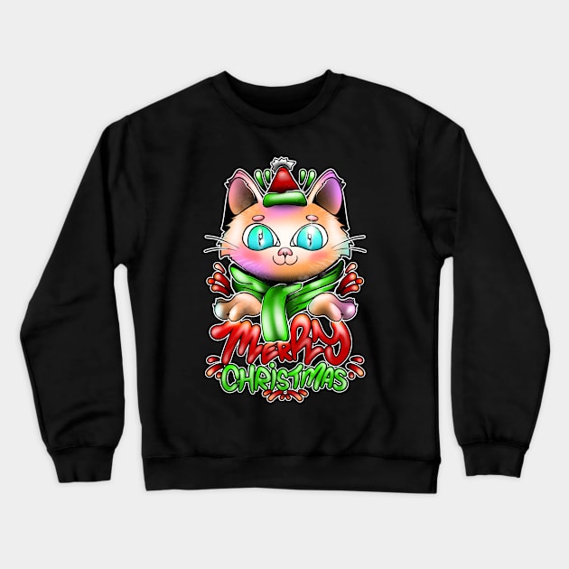 Christmas cat Crewneck Sweatshirt by Graffitidesigner